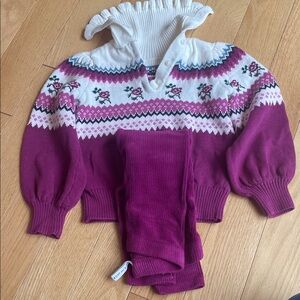 Janie and Jack Purple and White Knit Set